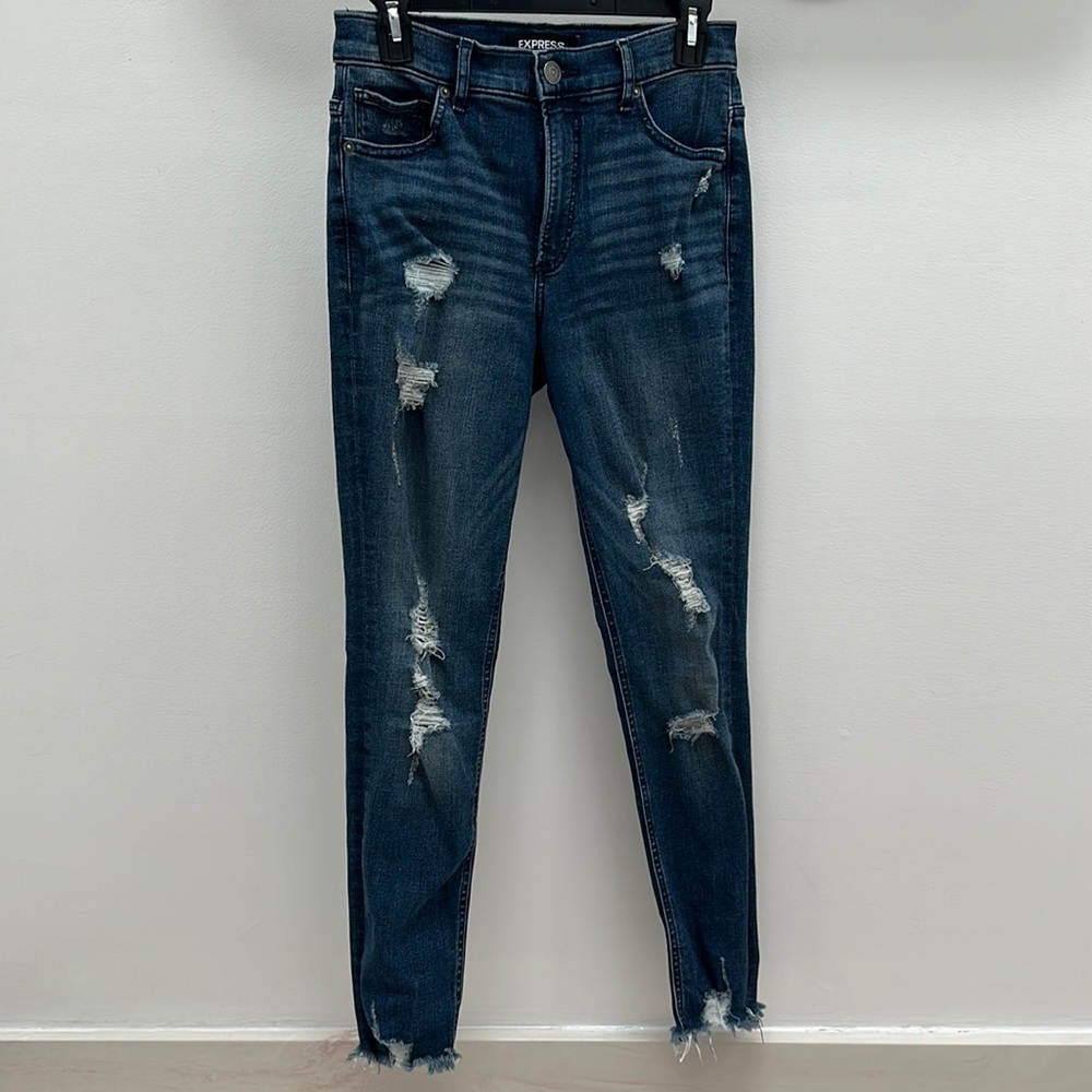 Express ankle high rise distressed jeans - Picture 1 of 6